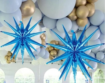 Globos de aluminio con forma de estrella azul: decoraciones para fiestas (juego de 2)