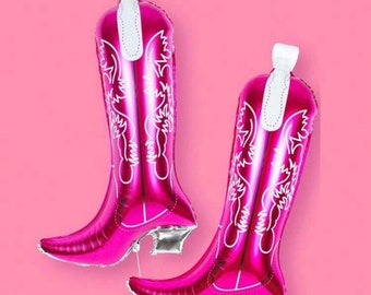 Hot Pink Cowgirl Boot Balloons: Western Party Decorations (2-Pack)