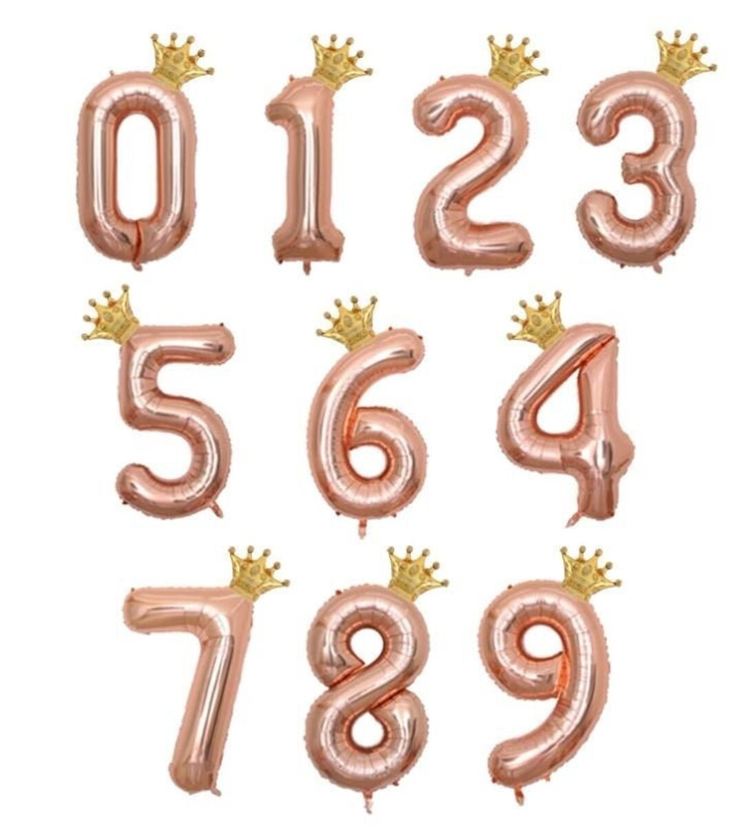 32 Inch Rose Gold Number Balloon With Crown/rose Gold Birthday Number
