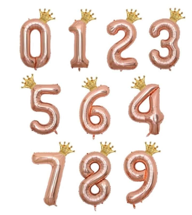 32 Inch Rose Gold Number Balloon With Crown/rose Gold Birthday Number