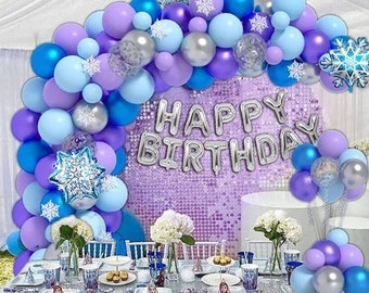Kit de guirnalda de globos de cumpleaños de Frozen: Fiesta de copos de nieve en el país de las maravillas invernal