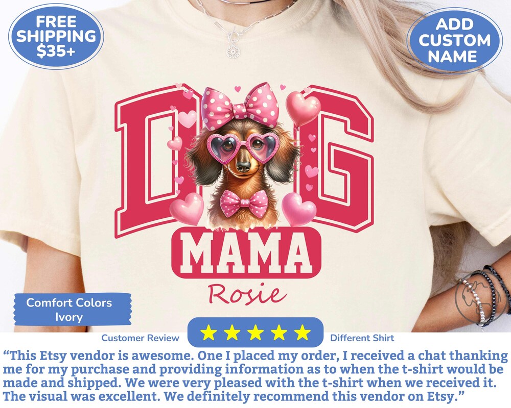 Custom Dog Mama Comfort Colors T-Shirt Or Gildan Sweatshirt For Valentines Day Or Mother'S Day Gift, Personalized Dog Mom Shirt Onlytee