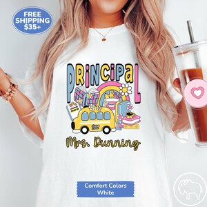 Personalized Comfort Colors Principal T-Shirt for Back to School Teacher and Staff Team Building Shirts, Principal Shirt with Custom Name