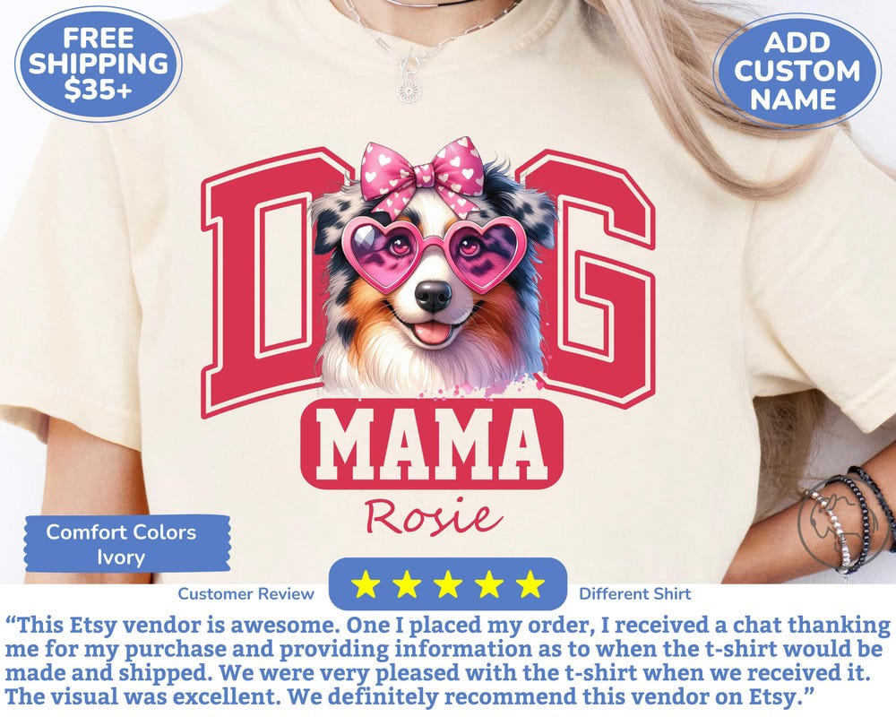 Custom Australian Shepherd Dog Mama Comfort Colors Shirt For Valentines Day Or Mother'S Day Gift, Personalized Aussie Dog Mom Sweatshirt Onlytee