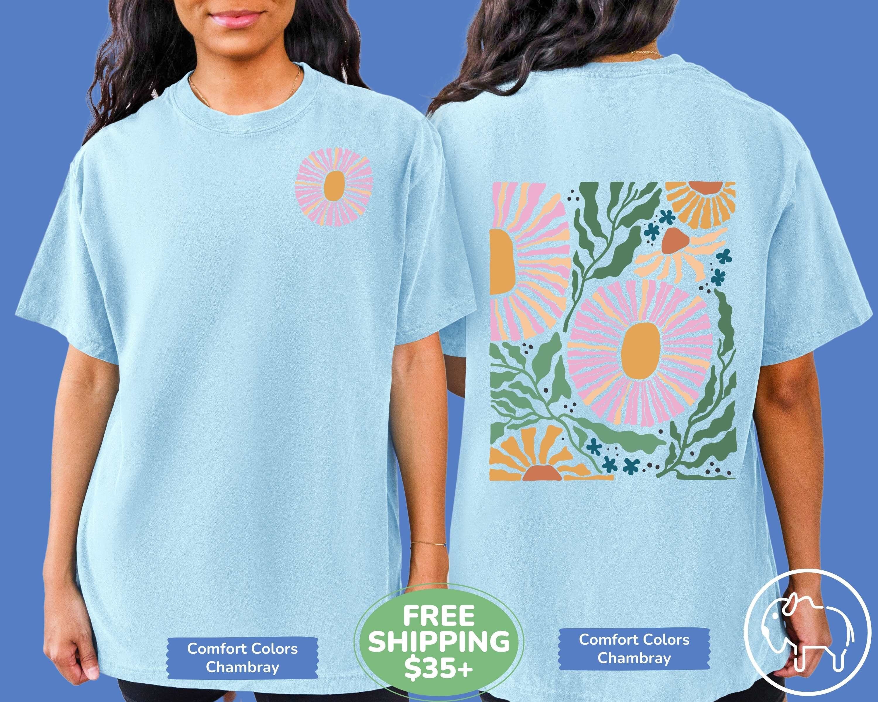 Comfort Colors Front and Back Boho Wildflowers Tshirt, Cute Trendy ...