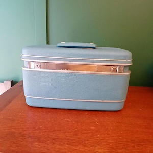 Samsonite treinkoffer/cosmetische draagtas - vintage silhouetmodel jaren 1970 - hemelsblauw