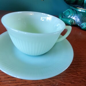 Vintage Fire King Jadeite Ovenware tea cup and Saucer