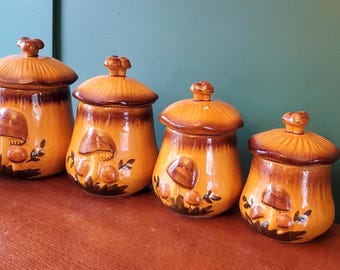 Vintage Arnels Mushroom Canister set - set of 4