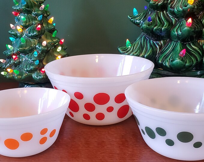 Federal Glass Ovenware Polka Dot Bowls - Set of 3 Nesting Bowls - Etsy