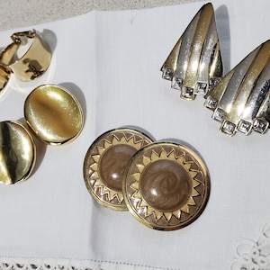 Vintage Gold Clip On Earrings Set - 90s 80s Bundle