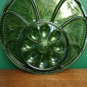 Indiana Glass Tree of Life Devilled Egg Platter - Relish Dish/Oyster Platter, vintage Serving Platter