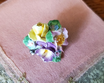 Broche vintage Coalport - Années 1960 fabriquée en Angleterre