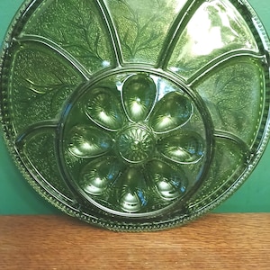Vintage Indiana Glas Baum des Lebens grüne Teufel Eierplatte