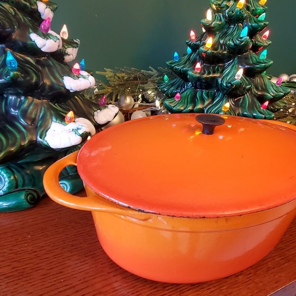 Vintage Andre Cousances Cast Iron Orange Dutch Oven - number 12