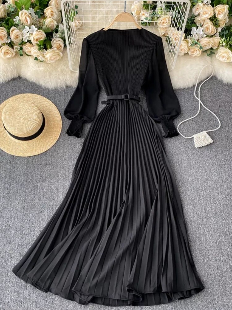 Women Elegant Maxi Dress Autumn Women Dress Long Sleeve - Etsy