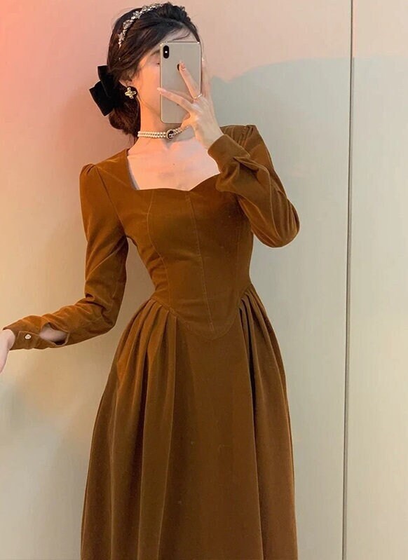 Square Neck Dress - Etsy