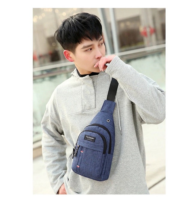 Letter Printed Sling Bag, Trendy Double Zipper Chest Bag, Casual