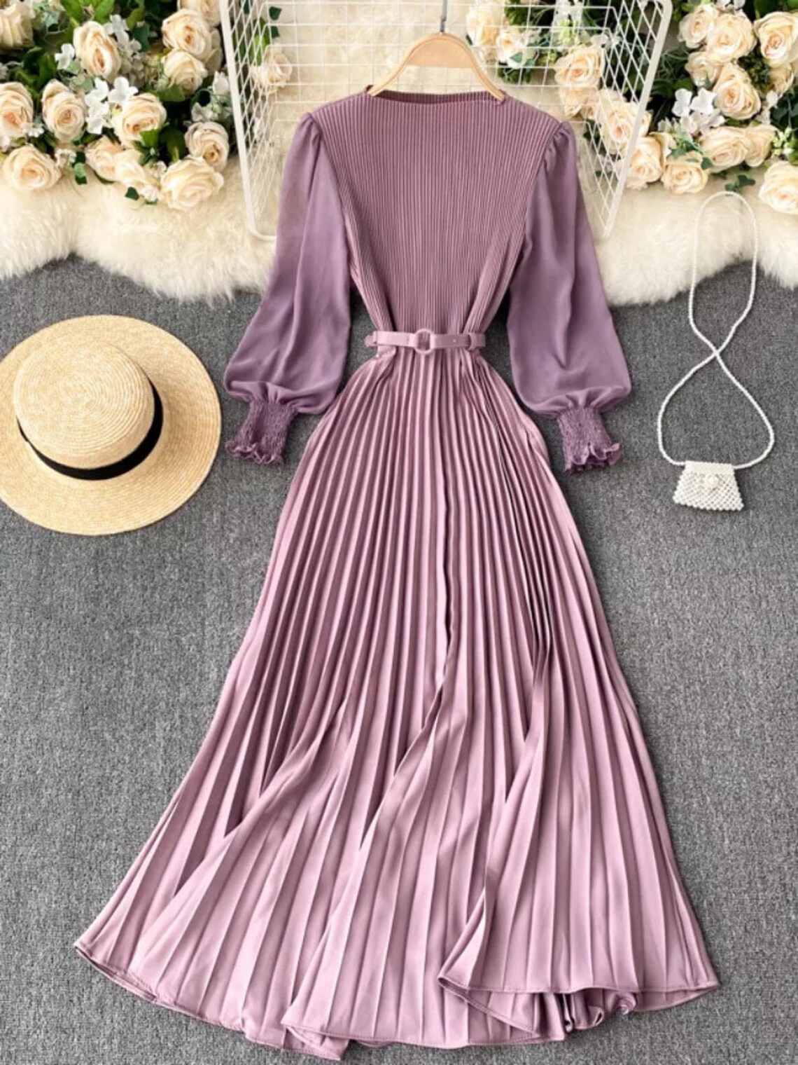 Women Elegant Maxi Dress Autumn Women Dress Long Sleeve - Etsy