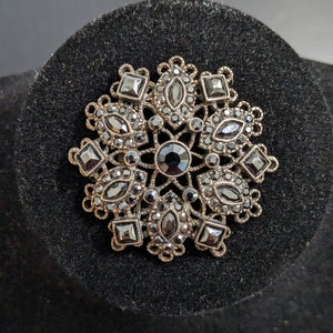Sorrelli Black Glass Bead Snowflake Design Dazzling Brooch