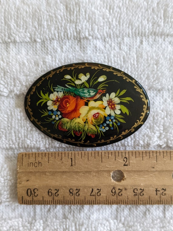 Russian Hand Painted Brooch Bright and Beautiful … - image 5