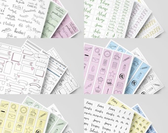 400 Printable Stickers in Various Colors - PDF for Printing and Cutting - Labels for Agenda, Bullet Journal, or Planner - Agenda Decoration
