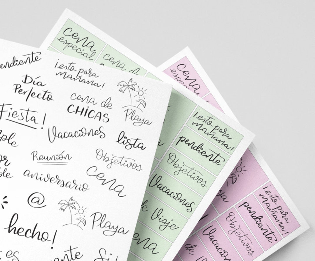43 PRINTABLE Stickers in 4 Colors - 4 Pdfs for Printing and Cutting ...