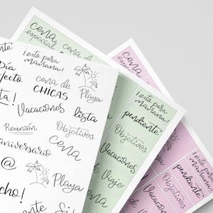 43 PRINTABLE Stickers in 4 Colors - 4 PDFs for Printing and Cutting - Labels for a planner, bullet journal, or diary - Agenda decoration