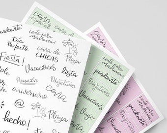 43 PRINTABLE Stickers in 4 Colors - 4 PDFs for Printing and Cutting - Labels for a planner, bullet journal, or diary - Agenda decoration