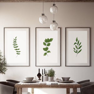 3 PRINTABLE Watercolor Green Prints. Botanical Illustration for Home Decor. Digital File Downloadable for Printing