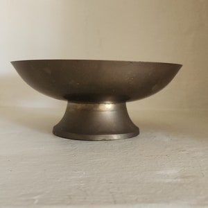 Vintage Etched Brass Small Pedestal Bowl