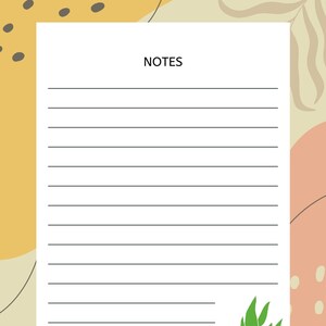 PRINTABLE Notes Page, Lined Note Paper, Notes Page Planner, Printable ...