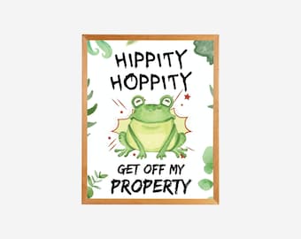 Hippity Hoppity Get Off My Property Sign Frog No Trespassing Sign Funny Signs Cartello divertente per porta cartello divertente per la decorazione della parete della casa ferro 15,2 x 20,3 cm