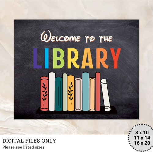 Printable Welcome Library School Sign Classroom Decor School - Etsy