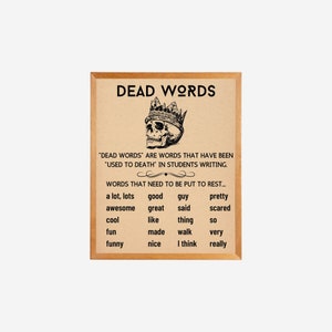 English Classroom DEAD WORDS Poster, Skull Decoration, Writing Poster, English Teacher Decor, English Classroom Decor, Writing Help