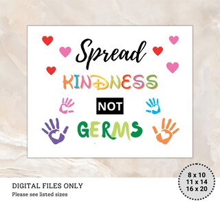 Targa In Metallo 20x30 Cm 'Spread Kindness Not Germs', Poster Per Scuola, Clinica, Ufficio Infermiera, Decorazione Parete Con Fori, Igiene E Salute