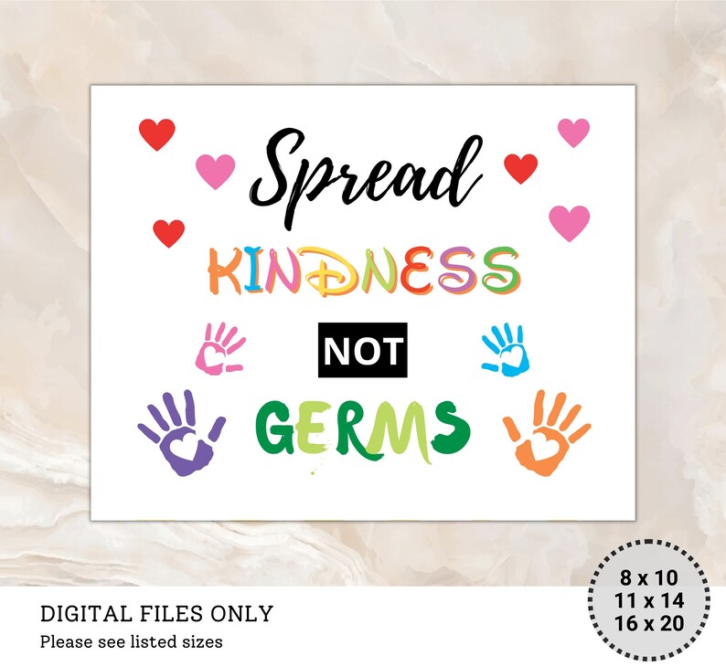 Targa In Metallo 20x30 Cm 'Spread Kindness Not Germs', Poster Per Scuola, Clinica, Ufficio Infermiera, Decorazione Parete Con Fori, Igiene E Salute