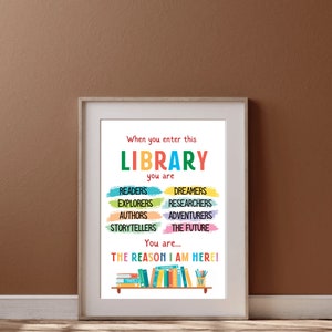 Welcome Library School Sign, Classroom Decor, Printable School Library ...