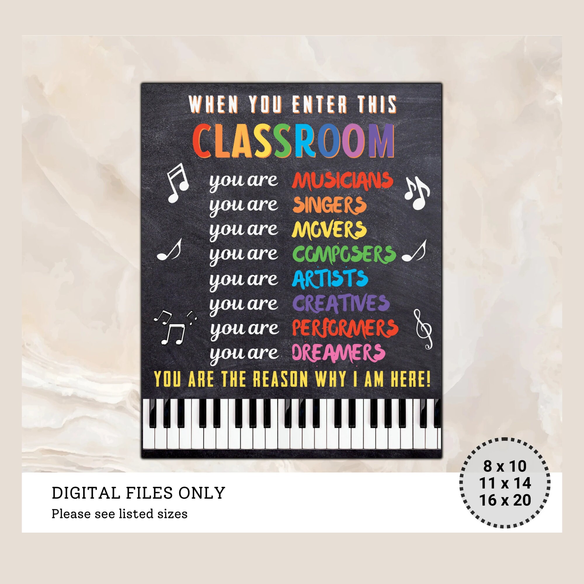 Music Teacher Classroom Printable Poster, Classroom Decor, Music