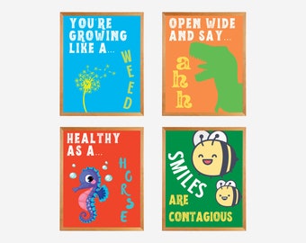 Carteles de la oficina de enfermería, impresión de la sala de salud de la escuela, arte del consultorio médico, decoración médica para niños, cartel de la clínica de salud, letrero de chequeo médico