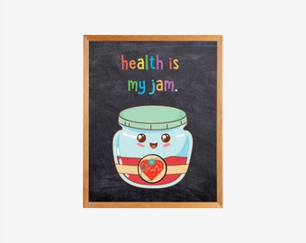 La salud es mi arte de la pared de Jam, decoración de la clínica de la oficina de la enfermera, arte de la pared del aula boho, decoración de la pared de la enfermera de la escuela, guardería boho, cartel colorido de la enfermera