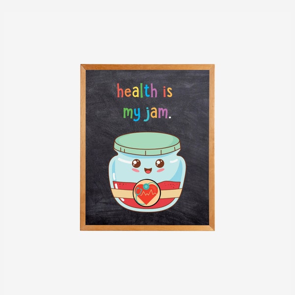 Health is My Jam Wall Art, Nurse Office Clinic Decor, Boho Classroom Wall Art, School Nurse Wall Decor, Boho Nursery, Colorful Nurse Poster