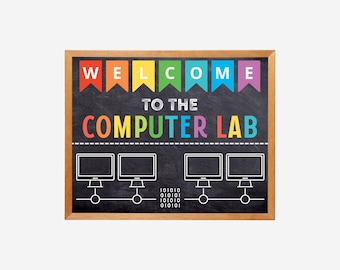 Computer Lab School Sign, Classroom Decor, Teacher Door Sign, Computers ...