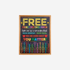 School Counselor Door Sign, Positive Thoughts Tear Off Flyer, Classroom Decor School Counselor Gift, Office Decor Social Worker Psychologist