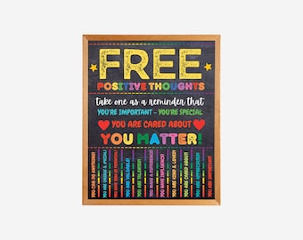 School Counselor Door Sign, Positive Thoughts Tear Off Flyer, Classroom Decor School Counselor Gift, Office Decor Social Worker Psychologist