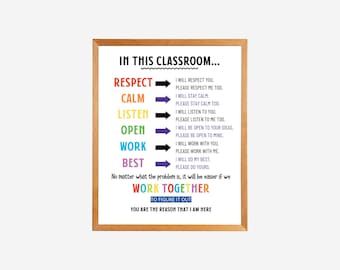Classroom Decor, High School Teacher Printable Poster, Expectations ...