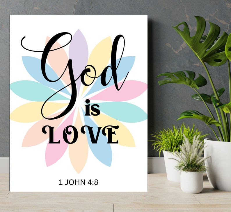 God is Love Bible Verse Print Scriptures Wall Art Christian - Etsy
