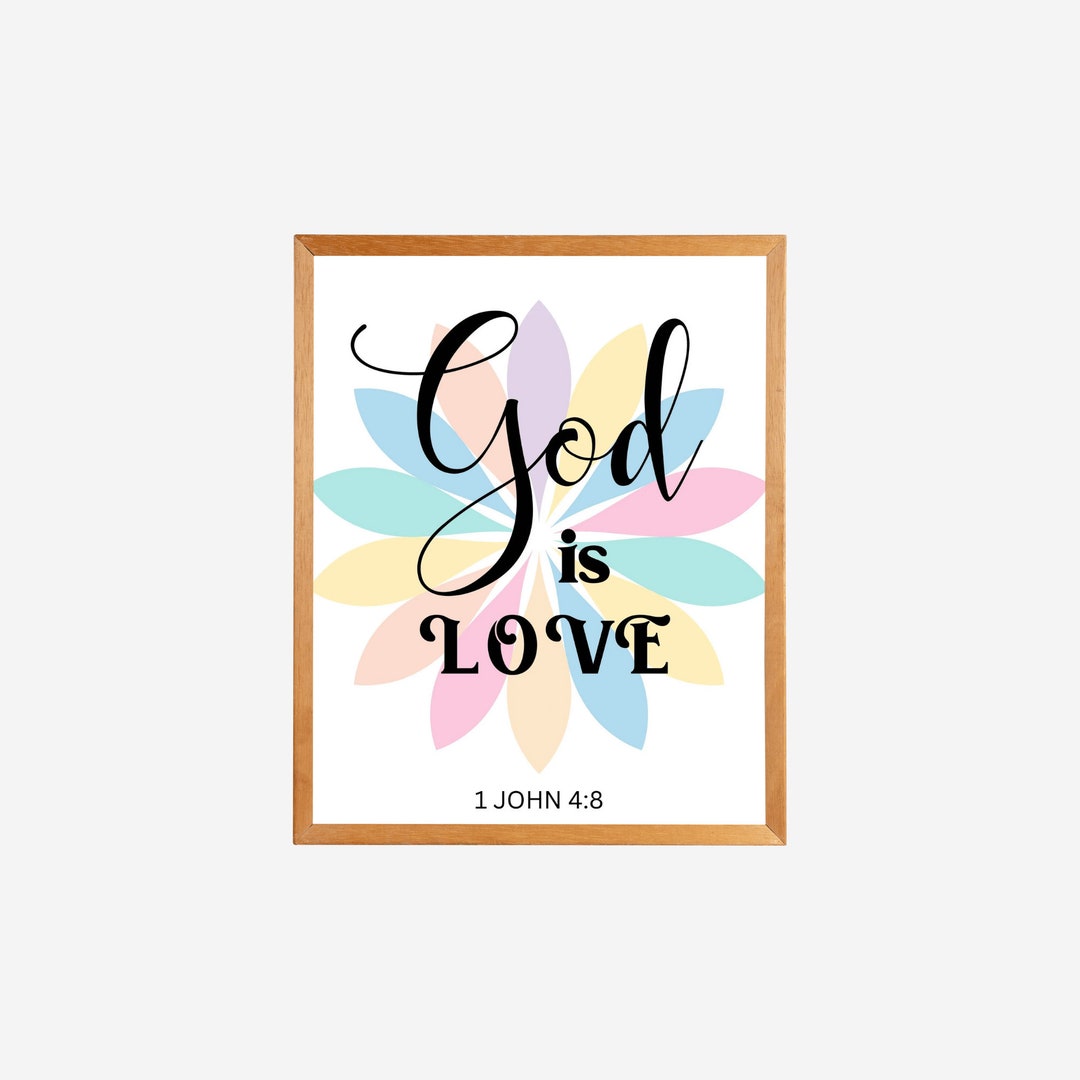 God is love bible verse print scriptures wall art christian poster