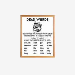 English Classroom DEAD WORDS Poster, English Classroom Decor, Writing Help, Literature Print, Writing Poster, English Teacher Decor