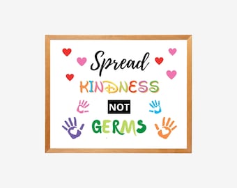 Buy Spread Kindness Not Germs, School Health Safety Poster, Health ...