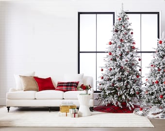 Zoom Winter Hintergrund | Weihnachtsbaum Zoom Wohnzimmer | Weisses Luxus Home Office